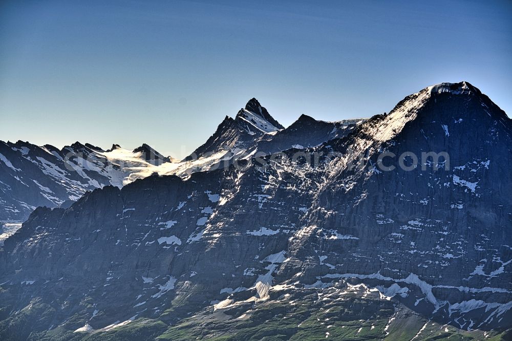 Aerial photograph Grindelwald - Summits and mountain landscape of Moench and Jungfrau at Grindelwald in the Bernes Alps, Switzerland