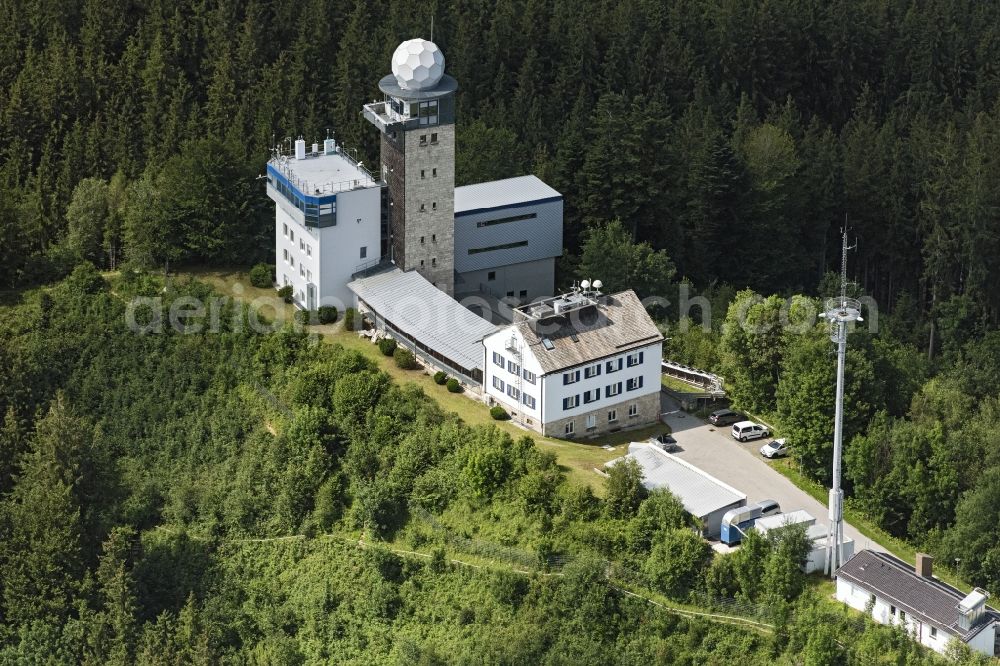 Hohenpeißenberg from above - Summit of the Hohe Peissenberg near Hohenpeissenberg in the state of Bavaria. In the picture the Meteorological Observatory, the oldest mountain weather station in the world
