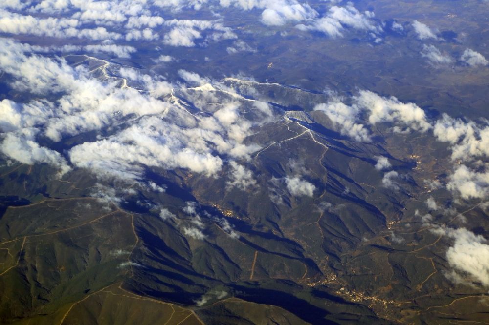 Nunomoral from above - Rocky and mountainous landscape of Sierra de Francia in Nunomoral in Extremadura, Spain