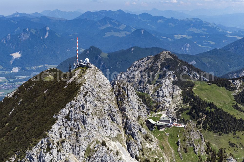 Aerial image Bayrischzell - Rock and mountain landscape Wendelstein in Fischbachau in the state Bavaria