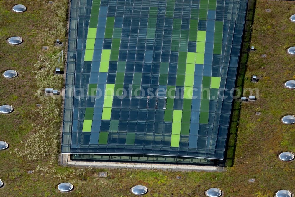 Aerial photograph Leinfelden-Echterdingen - Glas roof at exhibition grounds and exhibition halls of the Messe in Stuttgart in the state Baden-Wurttemberg, Germany
