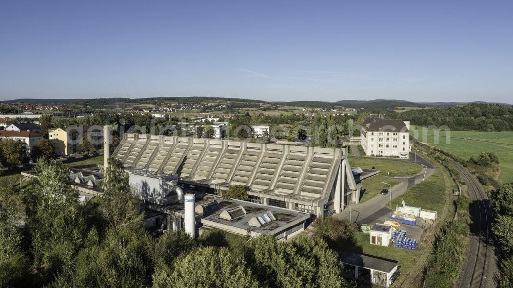 Amberg from the bird's eye view: The Glasfactory or so called Glascathedral in the district Bergsteig in Amberg in the state Bavaria, was the last building planed by famous architect, designer and founder of Bauhaus Walter Gropius