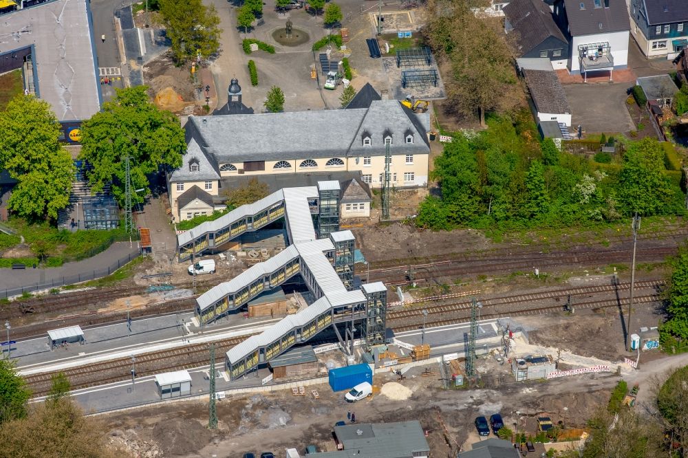 Aerial photograph Bochum - Station railway building of the Deutsche Bahn in the district Dahlhausen in Bochum in the state North Rhine-Westphalia, Germany