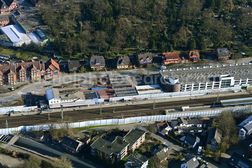 Aerial image Winsen (Luhe) - Station railway building of the Deutsche Bahn An of Kleinbahn in Winsen (Luhe) in the state Lower Saxony, Germany