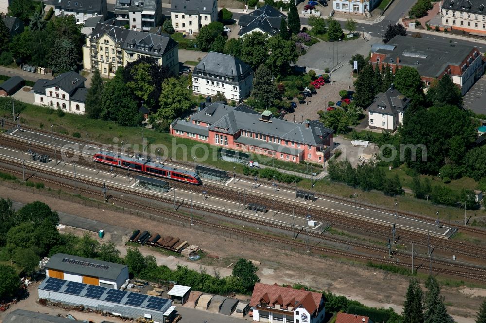 Aerial image Niederwiesa - Station railway building of the Deutsche Bahn in Niederwiesa in the state Saxony, Germany