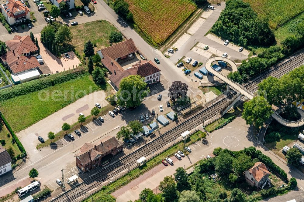 Orschweier from the bird's eye view: Station railway building of the Deutsche Bahn in Orschweier in the state Baden-Wuerttemberg, Germany
