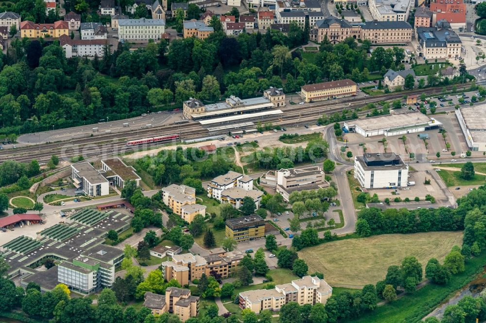 Aerial photograph Sigmaringen - Station railway building of the Deutsche Bahn in Sigmaringen in the state Baden-Wuerttemberg, Germany