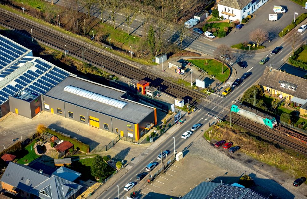 Haldern from above - Station railway building of Haldern and company building in the state of North Rhine-Westphalia