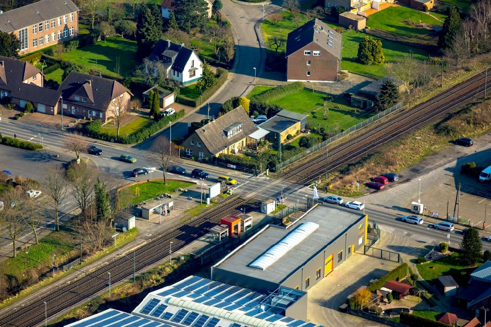 Aerial image Haldern - Station railway building of Haldern and company building in the state of North Rhine-Westphalia