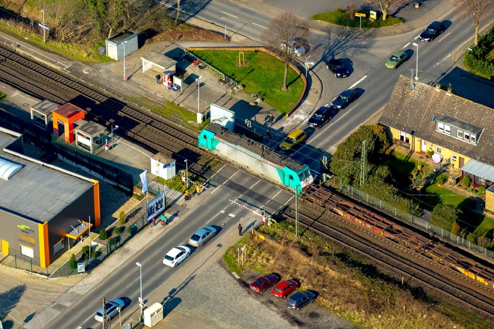 Aerial photograph Haldern - Station railway building of Haldern and company building in the state of North Rhine-Westphalia