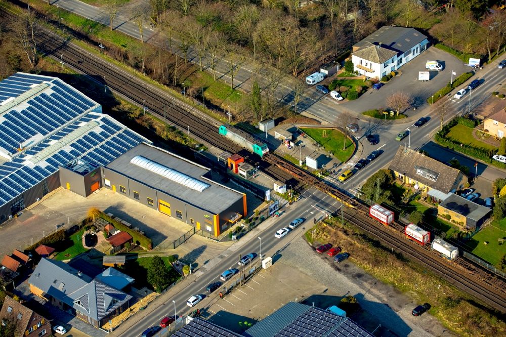 Haldern from above - Station railway building of Haldern and company building in the state of North Rhine-Westphalia