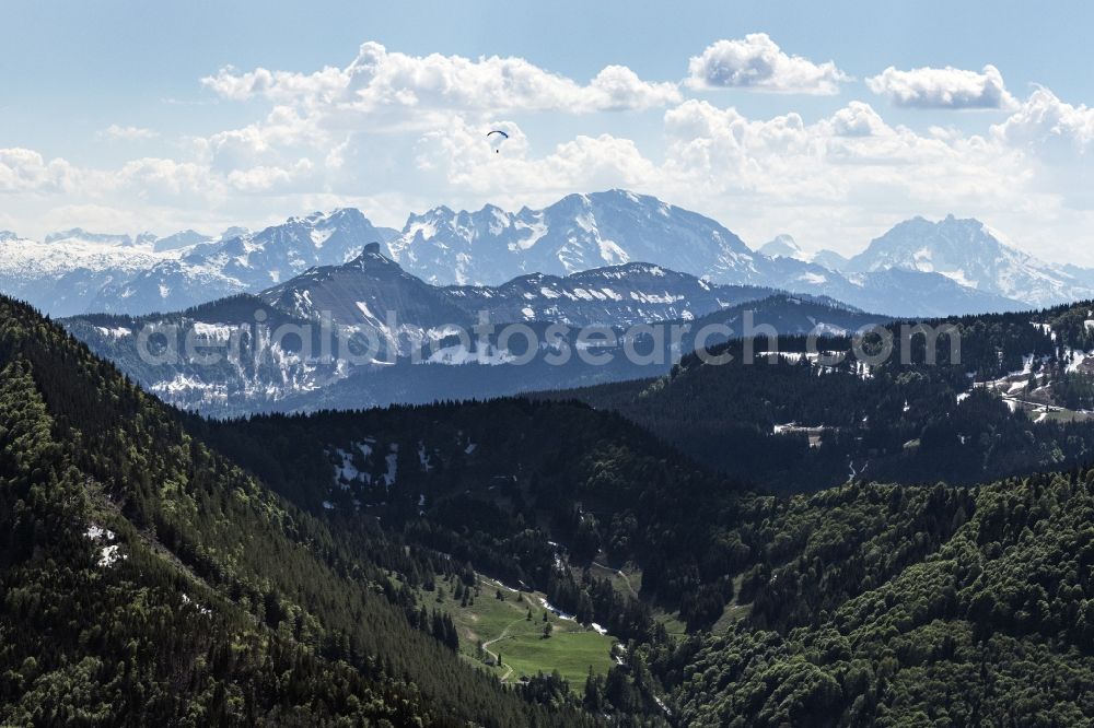 Faistenau from the bird's eye view: Forest and mountain scenery in Faistenau in Salzburg, Austria