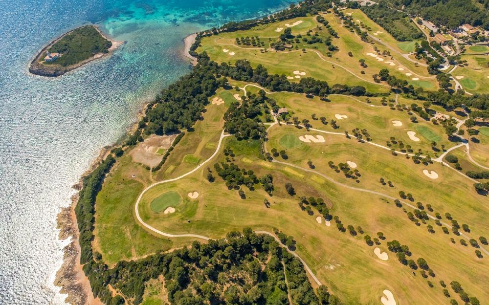 Alcudia from the bird's eye view: Grounds of the Golf course at Club de Golf Alcanada in Alcudia in Balearic island of Mallorca, Spain