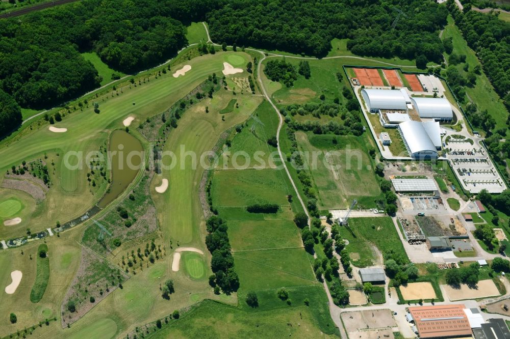 Magdeburg from the bird's eye view: Grounds of the Golf course at of Golfclub Magdeburg e.V. on Herrenkrug in the district Herrenkrug in Magdeburg in the state Saxony-Anhalt, Germany