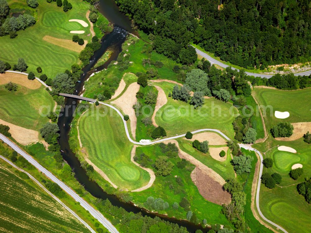 Starzach from above - Grounds of the Golf course at Golfclub Schloss Weitenburg on street Sommerhalde in Starzach in the state Baden-Wuerttemberg, Germany