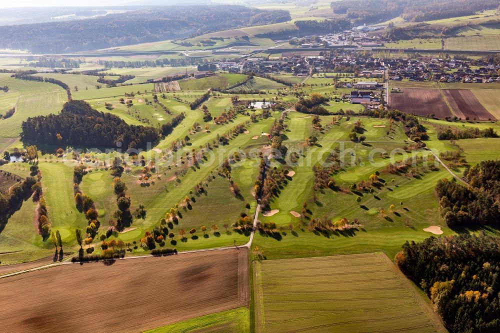 Geiselwind from above - Grounds of the Golf course at of Golfclub Steigerwald in Geiselwind e. V. in Geiselwind in the state Bavaria, Germany