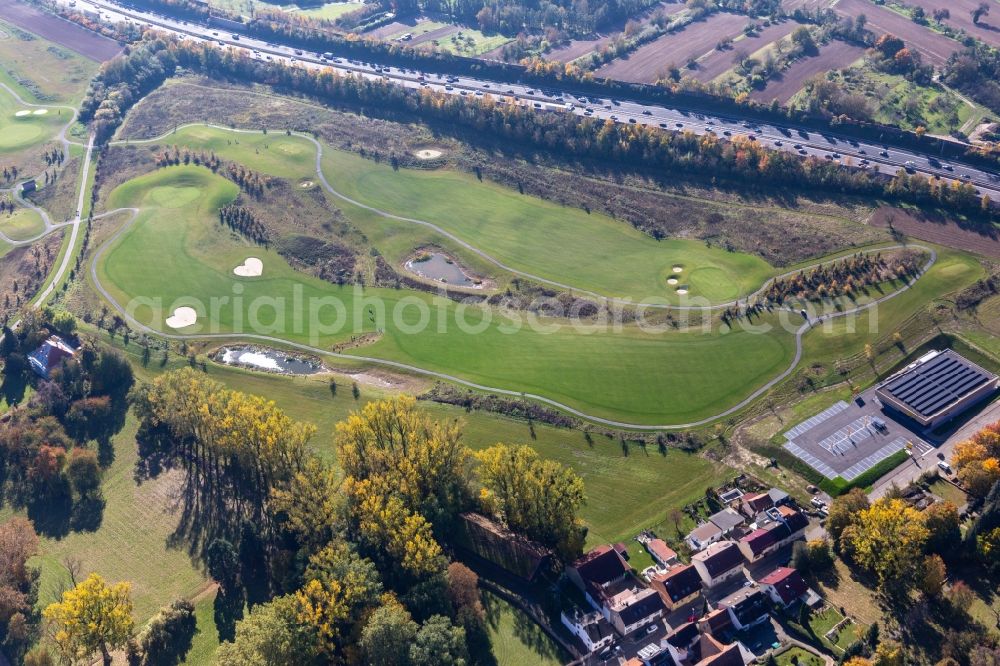 Aerial photograph Karlsruhe - Grounds of the Golf course at Golfpark Karlsruhe GOLF absolute in Karlsruhe in the state Baden-Wuerttemberg, Germany