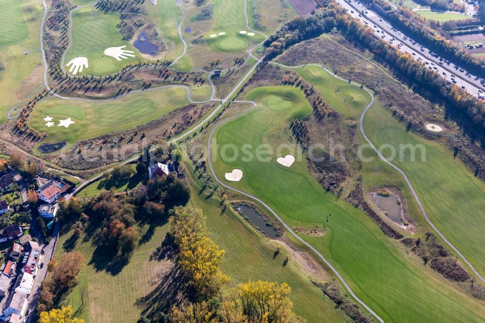 Aerial image Karlsruhe - Grounds of the Golf course at Golfpark Karlsruhe GOLF absolute in Karlsruhe in the state Baden-Wuerttemberg, Germany