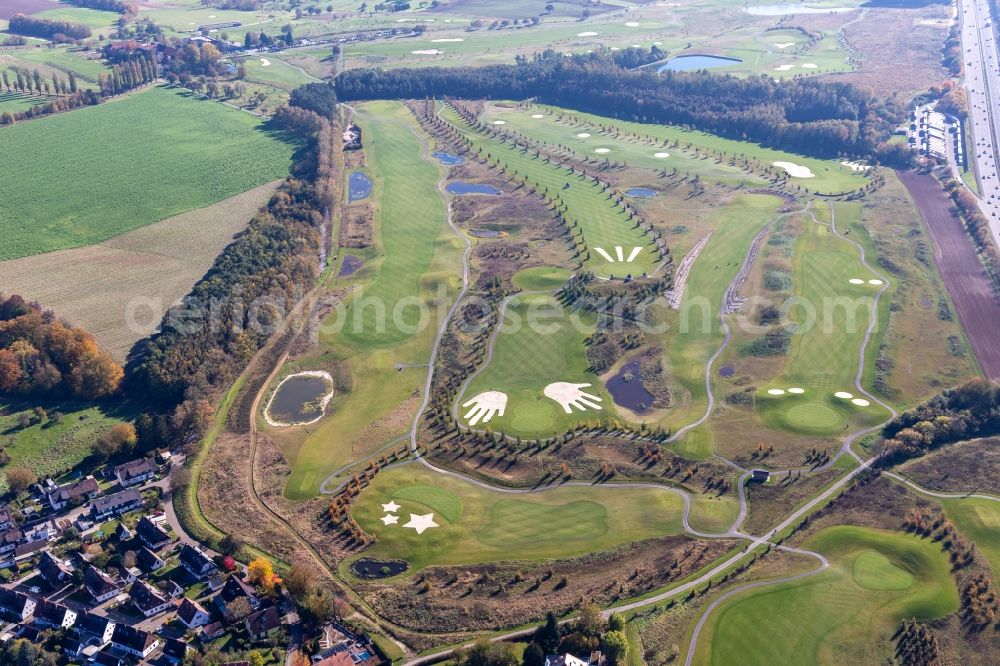 Aerial photograph Karlsruhe - Grounds of the Golf course at Golfpark Karlsruhe GOLF absolute in Karlsruhe in the state Baden-Wuerttemberg, Germany