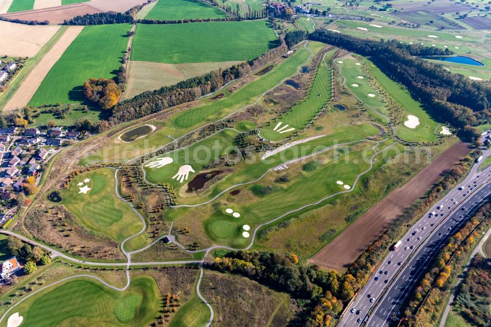 Karlsruhe from the bird's eye view: Grounds of the Golf course at Golfpark Karlsruhe GOLF absolute in Karlsruhe in the state Baden-Wuerttemberg, Germany