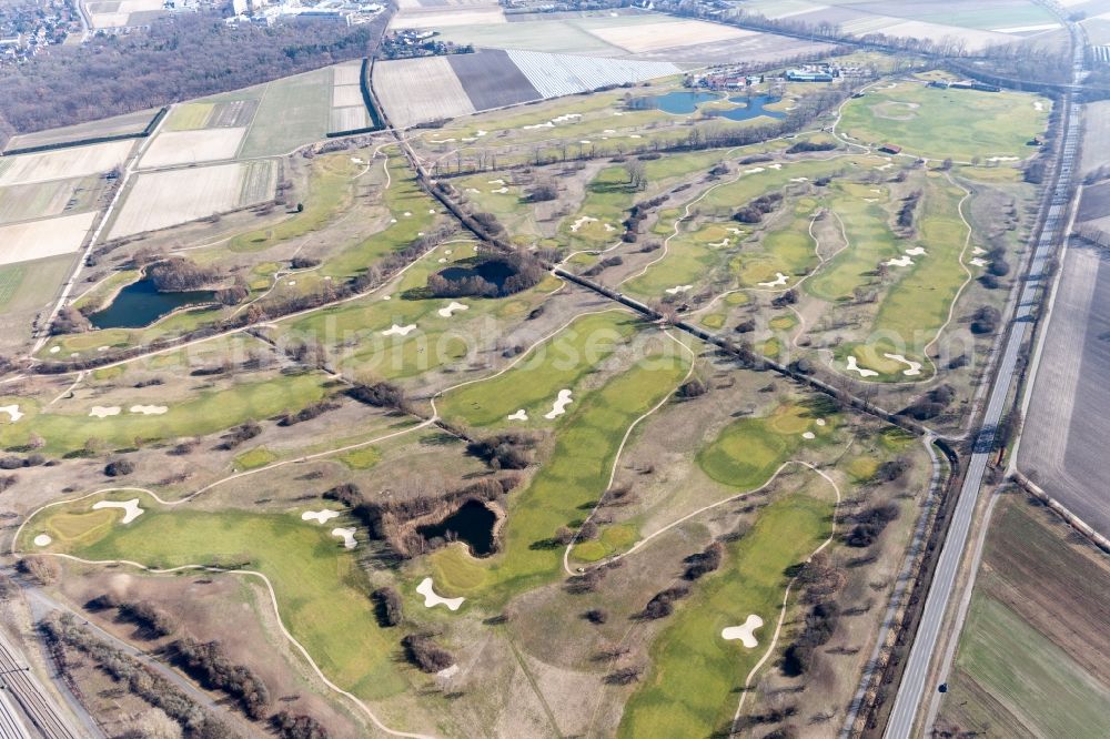 Aerial image Schifferstadt - Grounds of the Golf course at Golfplatz Kurpfalz in Limburgerhof in the state Rhineland-Palatinate, Germany