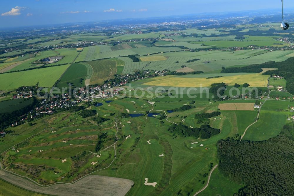 Herzogswalde from the bird's eye view: Grounds of the Golf course at on Landbergweg in Herzogswalde in the state Saxony, Germany