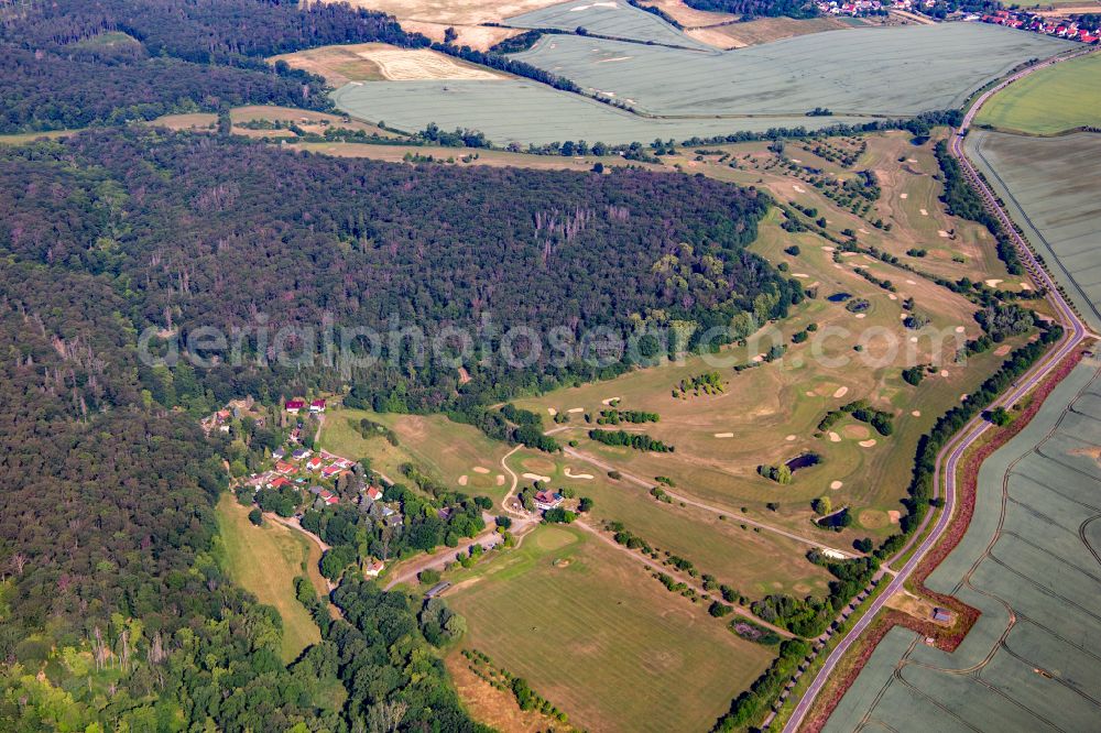 Aerial photograph Meisdorf - Grounds of the Golf course at of Landesgolfverbandes Sachsen-Anhalt e. V. on street Petersberger Trift in Meisdorf in the Harz in the state Saxony-Anhalt, Germany