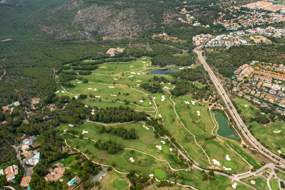 Palma from above - Grounds of the Golf course at in the district Ponent in Palma in Balearic island of Mallorca, Spain