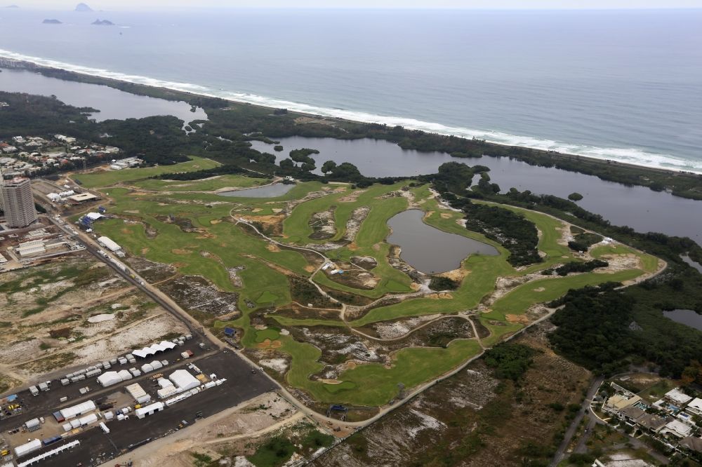 Aerial photograph Rio de Janeiro - Grounds of the Golf course at Olympic Golf Course on Av. das Americas before the summer Olympic Games of the XXI. Olympics in Rio de Janeiro in Brazil
