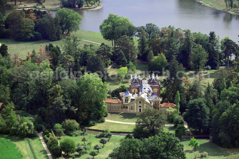 Aerial image Wörlitz - Gothic House in Schoch's garden in Woerlitzer Park in Woerlitz in Saxony-Anhalt
