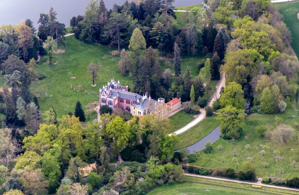 Aerial photograph Oranienbaum-Wörlitz - Gothic House in Schoch's garden in Woerlitzer Park in Woerlitz in Saxony-Anhalt