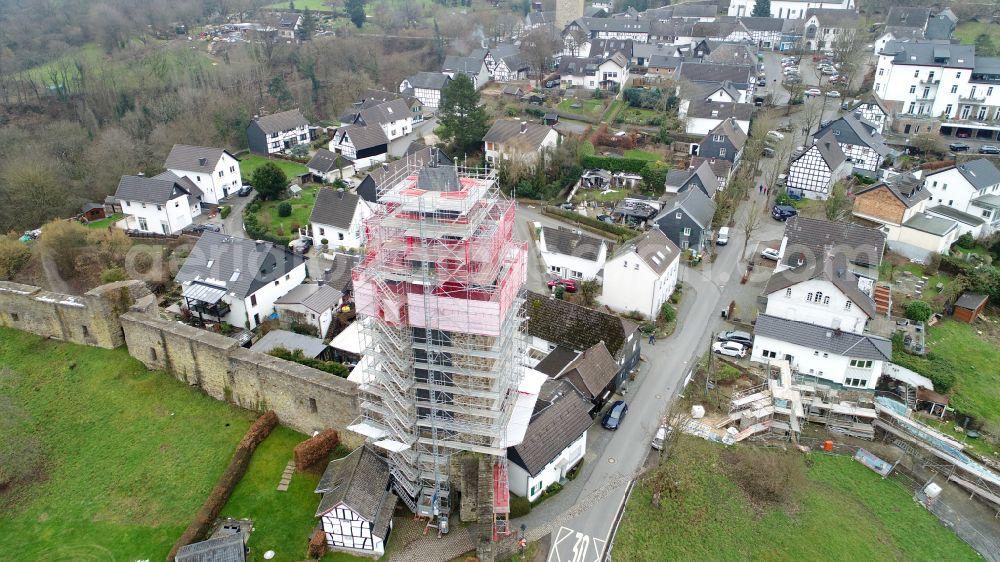Aerial image Stadt Blankenberg - Renovation of the historic moat tower in the state North Rhine-Westphalia, Germany