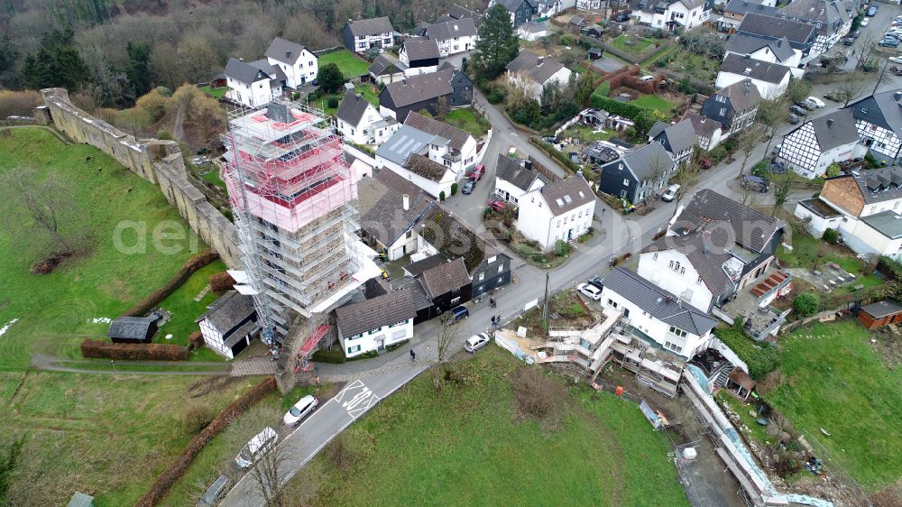 Aerial photograph Stadt Blankenberg - Renovation of the historic moat tower in the state North Rhine-Westphalia, Germany