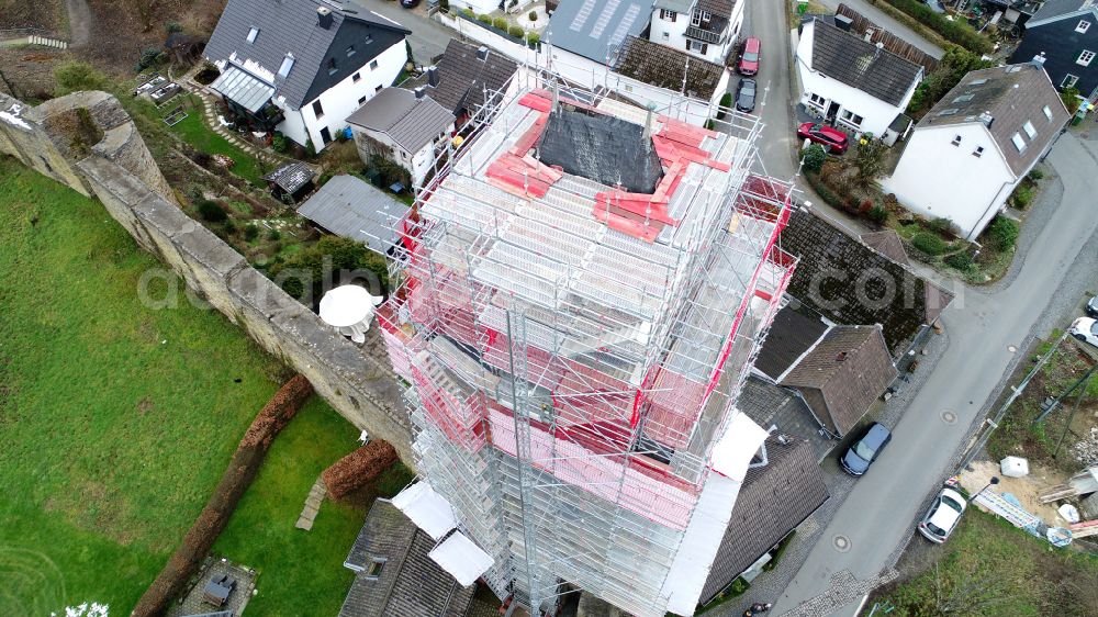 Stadt Blankenberg from the bird's eye view: Renovation of the historic moat tower in the state North Rhine-Westphalia, Germany