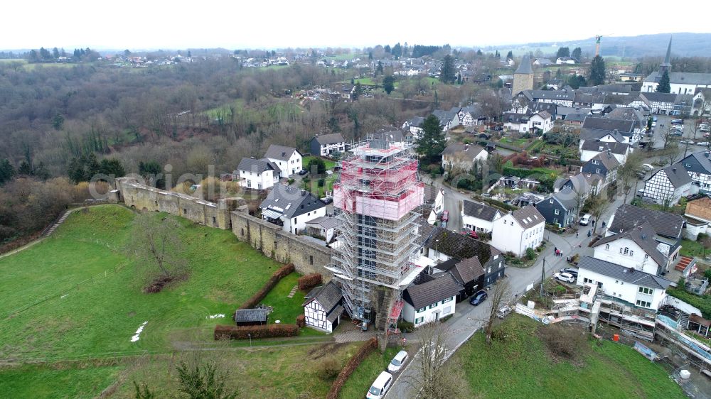 Aerial photograph Stadt Blankenberg - Renovation of the historic moat tower in the state North Rhine-Westphalia, Germany