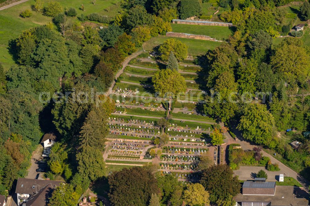Aerial image Kippenheim - Grave rows on the grounds of the cemetery in Kippenheim in the state Baden-Wuerttemberg, Germany