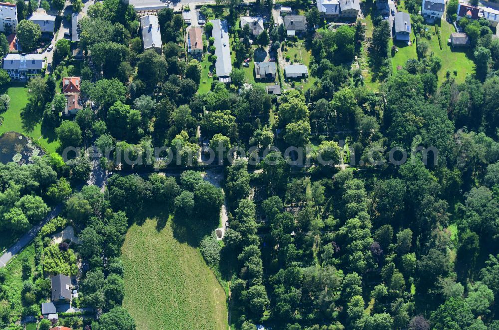 Potsdam from above - Grave rows on the grounds of the cemetery Bornstedter Friedhof on Ribbeckstrasse in the district Bornstedt in Potsdam in the state Brandenburg, Germany