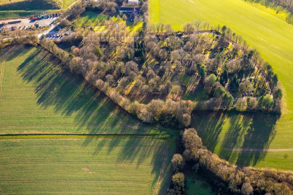Aerial photograph Heiligenhaus - Grave rows on the grounds of the cemetery of Friedhofsgaertnerei Fernau on Friedhofsallee in Heiligenhaus in the state North Rhine-Westphalia, Germany