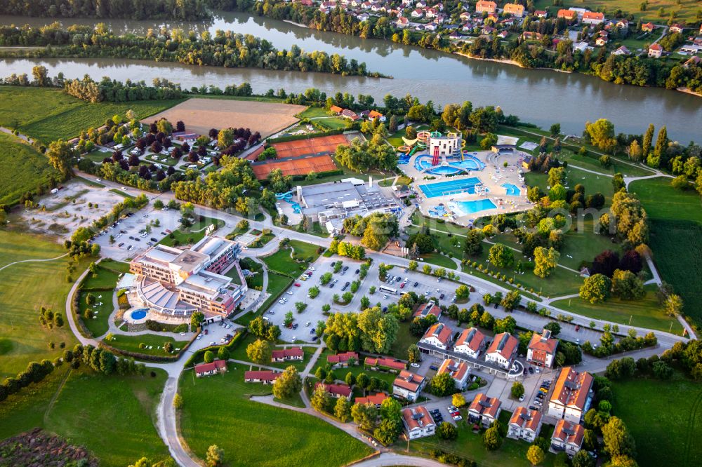 Aerial image Ptuj - Grand Hotel Primus with Spa and swimming pools at the Terme Ptuj - Sava Hotels & Resorts in Ptuj in Slovenia