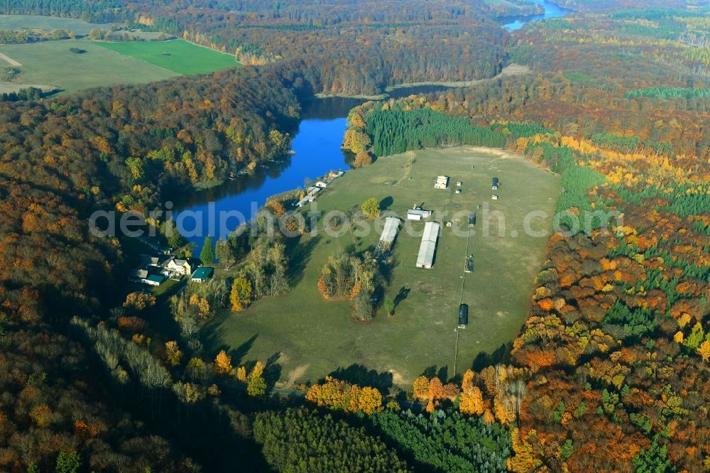Aerial image Carpin - Structures of a field landscape Goldenbaumer Muehle in Carpin in the state Mecklenburg - Western Pomerania, Germany