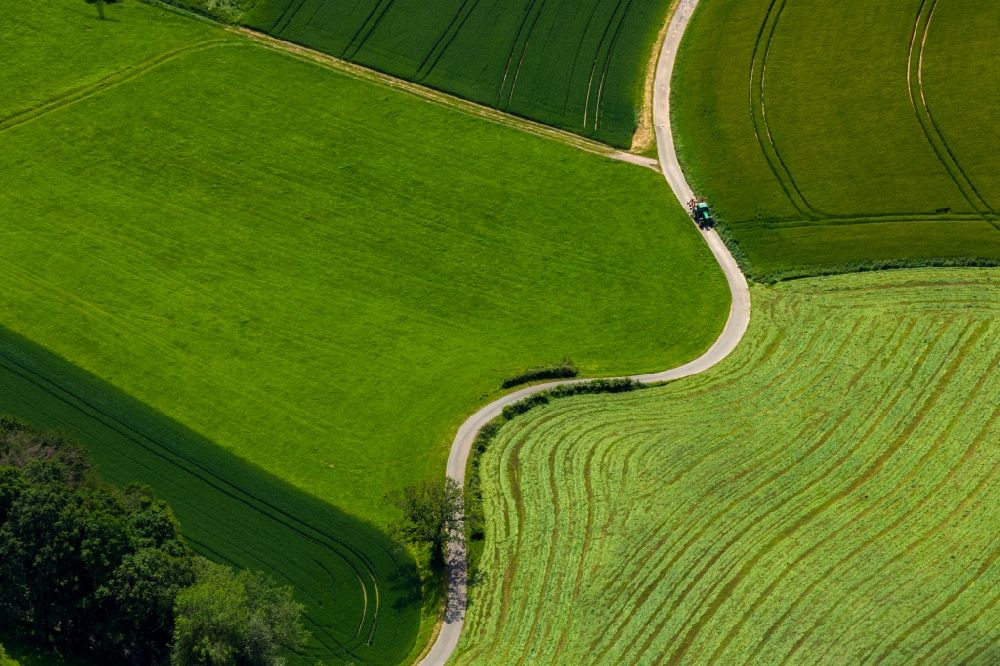 Waldeck from the bird's eye view: Structures of a field landscape in Waldeck in the state Hesse, Germany