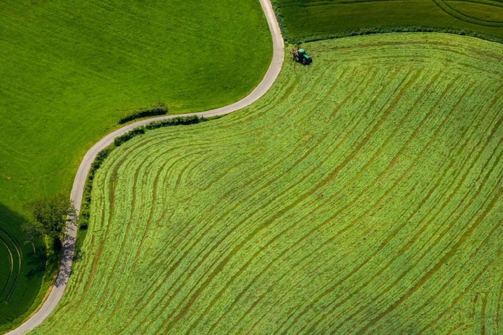 Waldeck from the bird's eye view: Structures of a field landscape in Waldeck in the state Hesse, Germany
