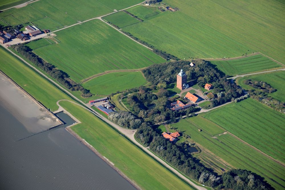 Aerial image Insel Neuwerk - Green space structures a Hallig Landscape in Insel Neuwerk in the state Hamburg