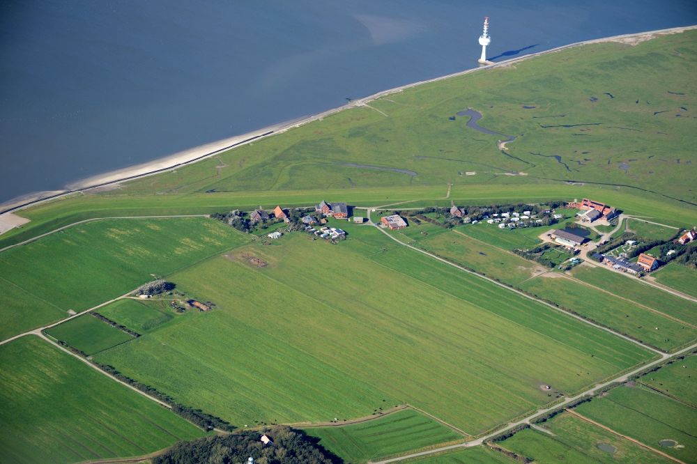 Aerial photograph Insel Neuwerk - Green space structures a Hallig Landscape in Insel Neuwerk in the state Hamburg