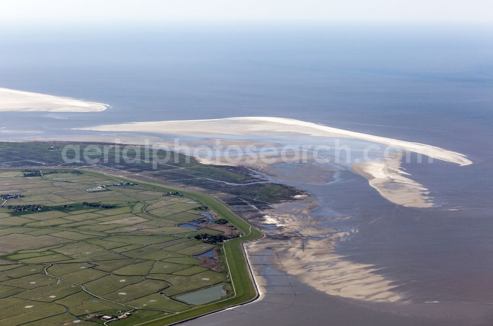 Aerial photograph Westerhever - Grassy plains structures of coasts scenery in the district of Hauert in Westerhever in the federal state Schleswig-Holstein