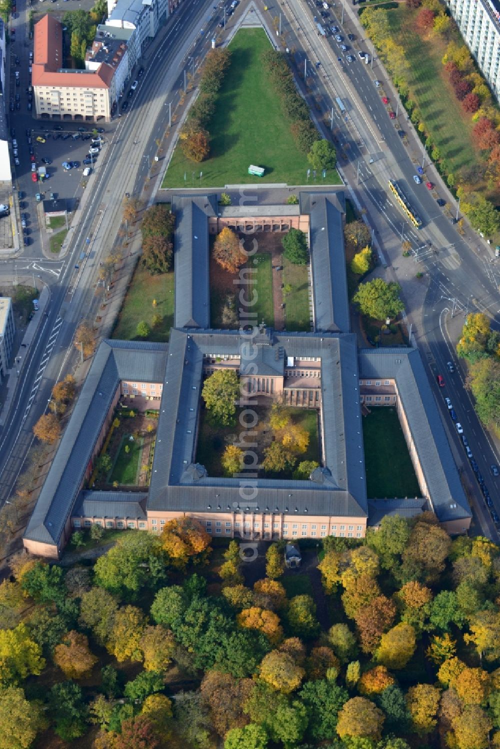 Aerial image Leipzig - View of the Grassimuseum in Leipzig in the state of Saxony