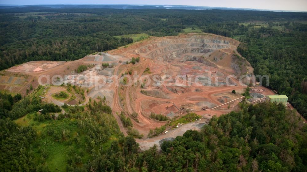 Ballenstedt from the bird's eye view: Greywack quarry from Mitteldeutsche Baustoffe GmbH in Ballenstedt in the state Saxony-Anhalt, Germany