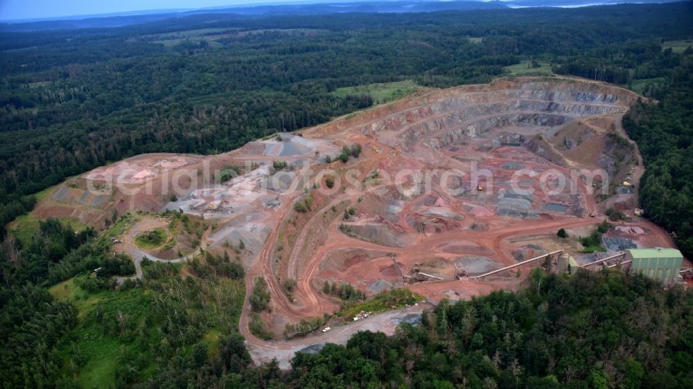 Aerial image Ballenstedt - Greywack quarry from Mitteldeutsche Baustoffe GmbH in Ballenstedt in the state Saxony-Anhalt, Germany