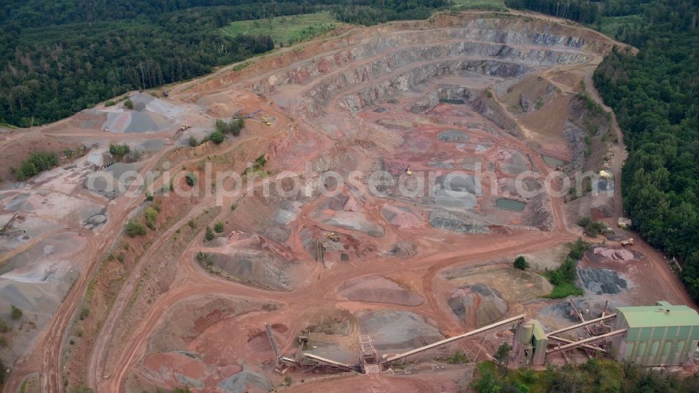 Aerial photograph Ballenstedt - Greywack quarry from Mitteldeutsche Baustoffe GmbH in Ballenstedt in the state Saxony-Anhalt, Germany