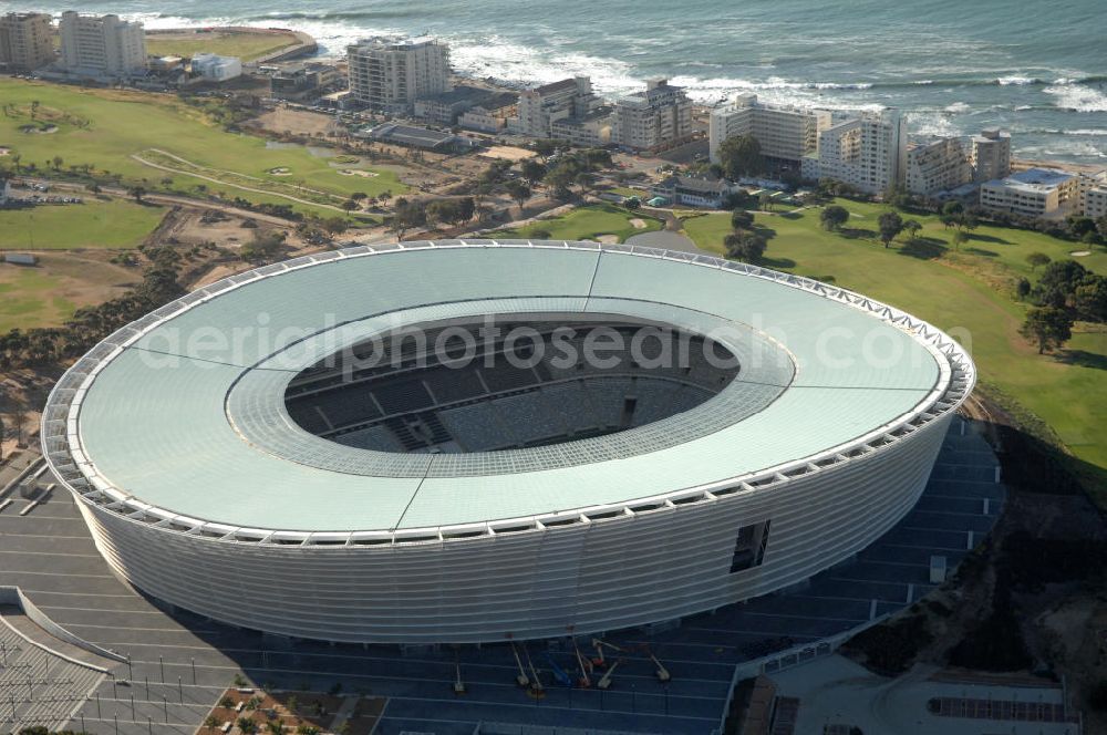 Aerial photograph Kapstadt - Blick auf das Green Point Stadion in der Provinz Western Cape Südafrika, welches zur Fußball-Weltmeisterschaft erbaut wurde. View of the Green Point Stadium Cap Town in South Africa for the FIFA World Cup 2010.